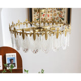 Modern Hand Formed Pattern Glass Petal Chandelier with Copper Finish for Living and Dining Rooms