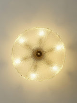 Modern Hand Formed Pattern Glass Petal Chandelier with Copper Finish for Living and Dining Rooms