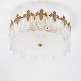 Modern Hand Formed Pattern Glass Petal Chandelier with Copper Finish for Living and Dining Rooms