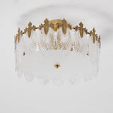 Modern Hand Formed Pattern Glass Petal Chandelier with Copper Finish for Living and Dining Rooms