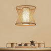 Modern Hand Woven Bamboo Pendant Light Natural Burlywood Wood Ceiling Fixture