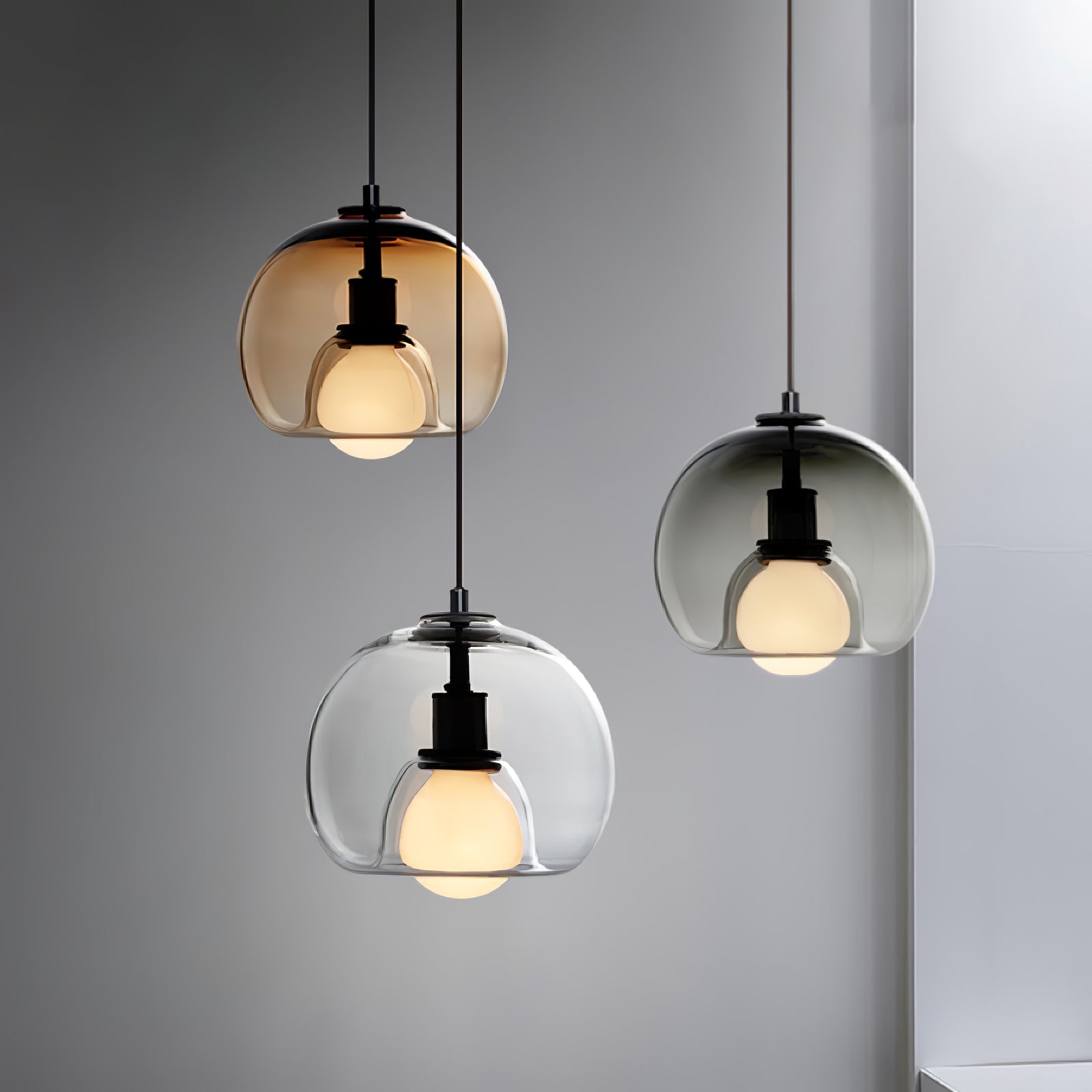 Modern Handblown Glass Globe Pendant Light for Kitchen and Dining Room