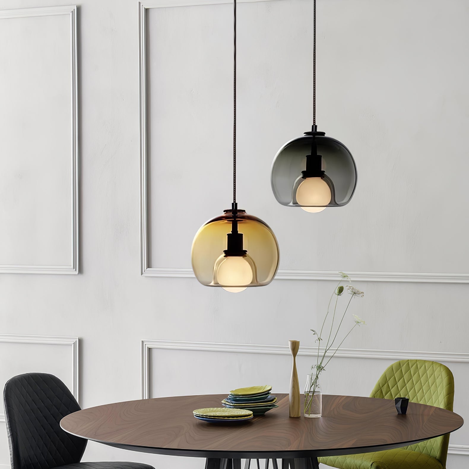 Modern Handblown Glass Globe Pendant Light for Kitchen and Dining Room