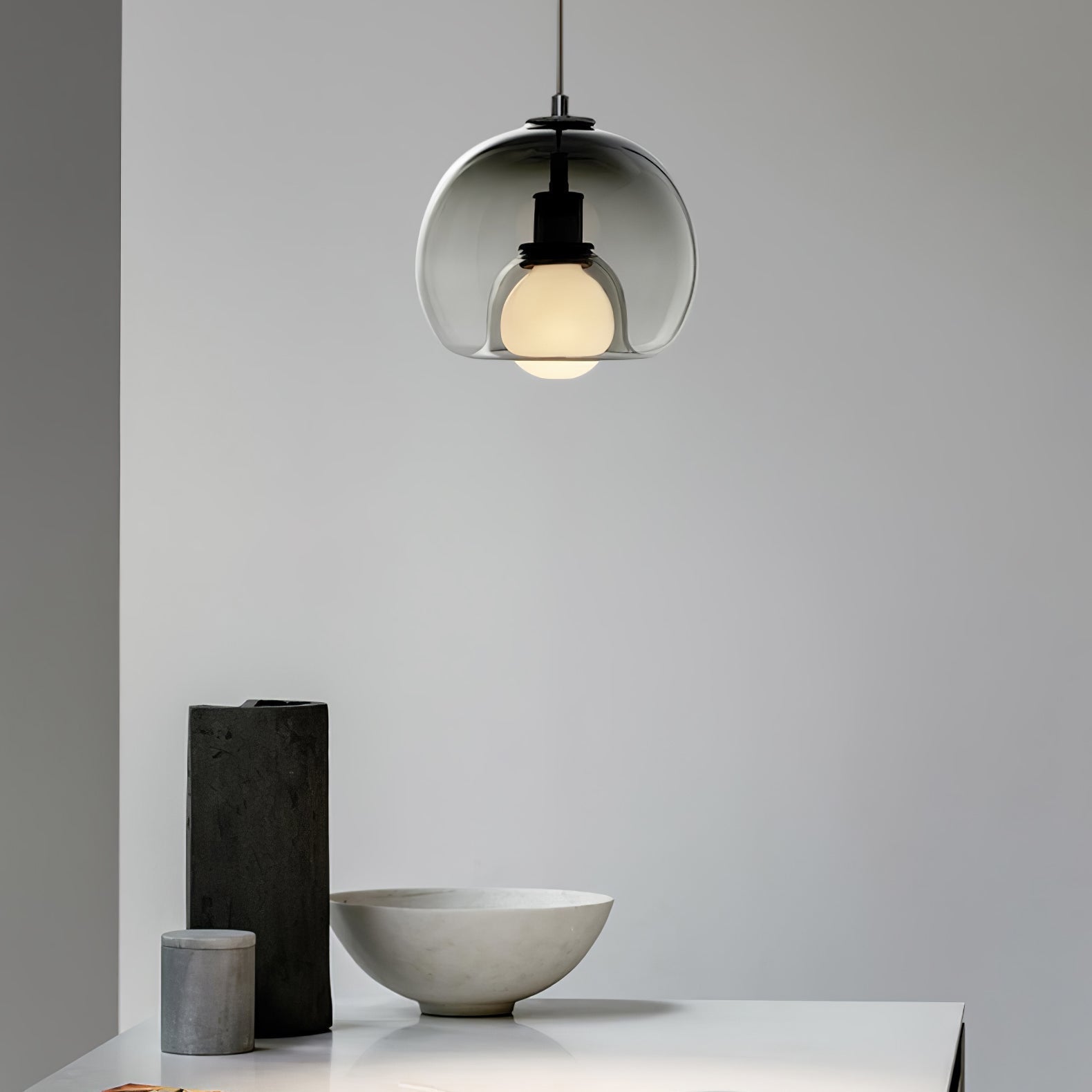 Modern Handblown Glass Globe Pendant Light for Kitchen and Dining Room