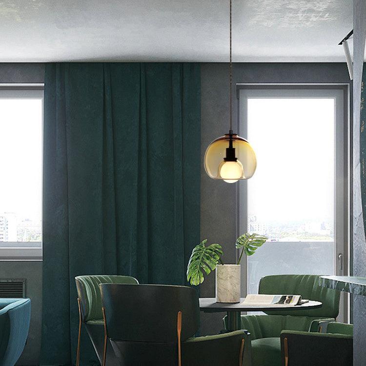 Modern Handblown Glass Globe Pendant Light for Kitchen and Dining Room