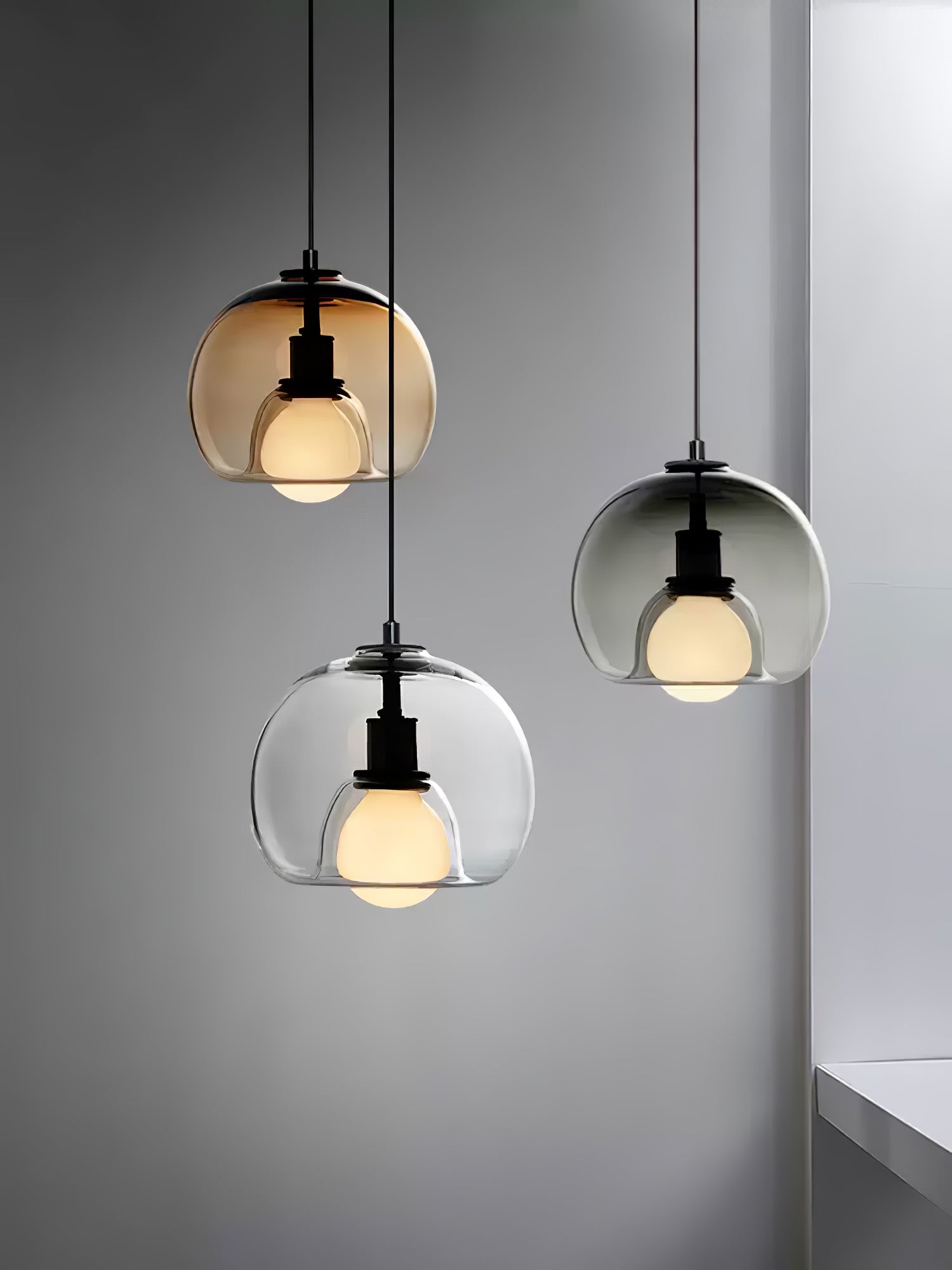 Modern Handblown Glass Globe Pendant Light for Kitchen and Dining Room