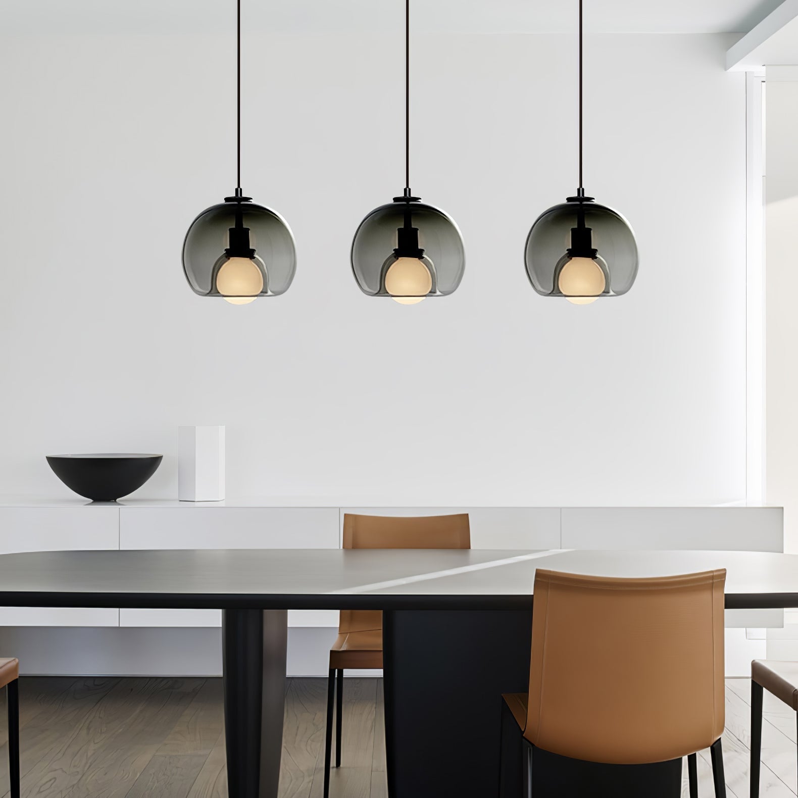 Modern Handblown Glass Globe Pendant Light for Kitchen and Dining Room