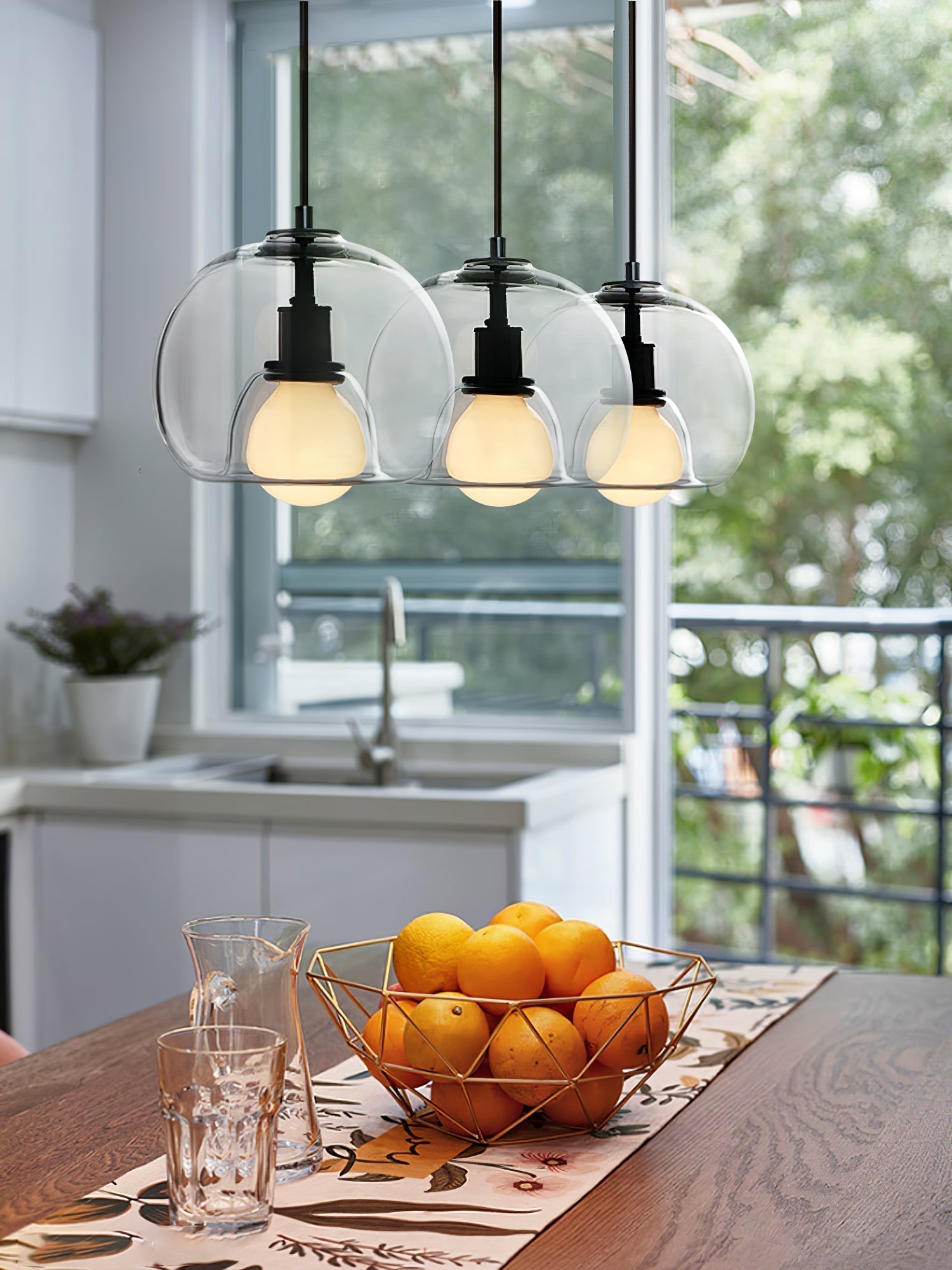 Modern Handblown Glass Globe Pendant Light for Kitchen and Dining Room