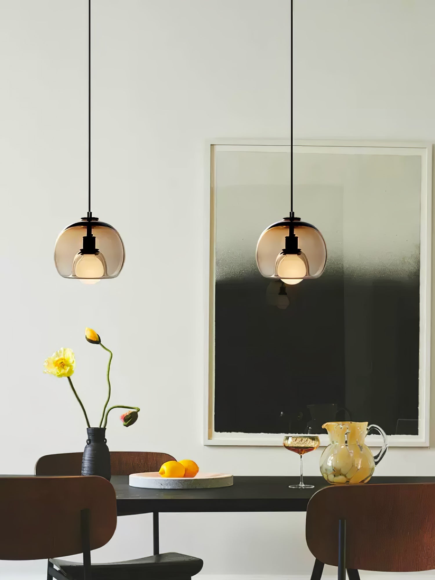 Modern Handblown Glass Globe Pendant Light for Kitchen and Dining Room