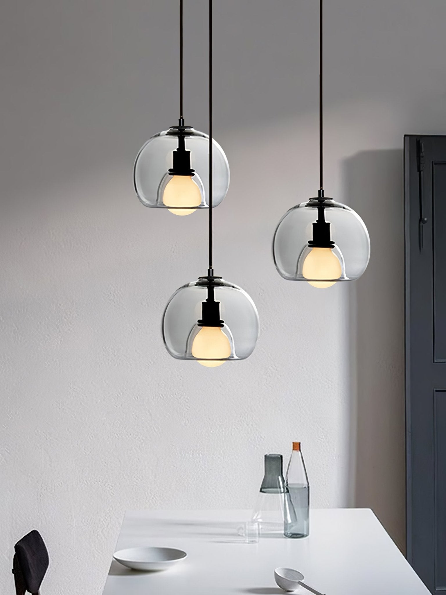 Modern Handblown Glass Globe Pendant Light for Kitchen and Dining Room