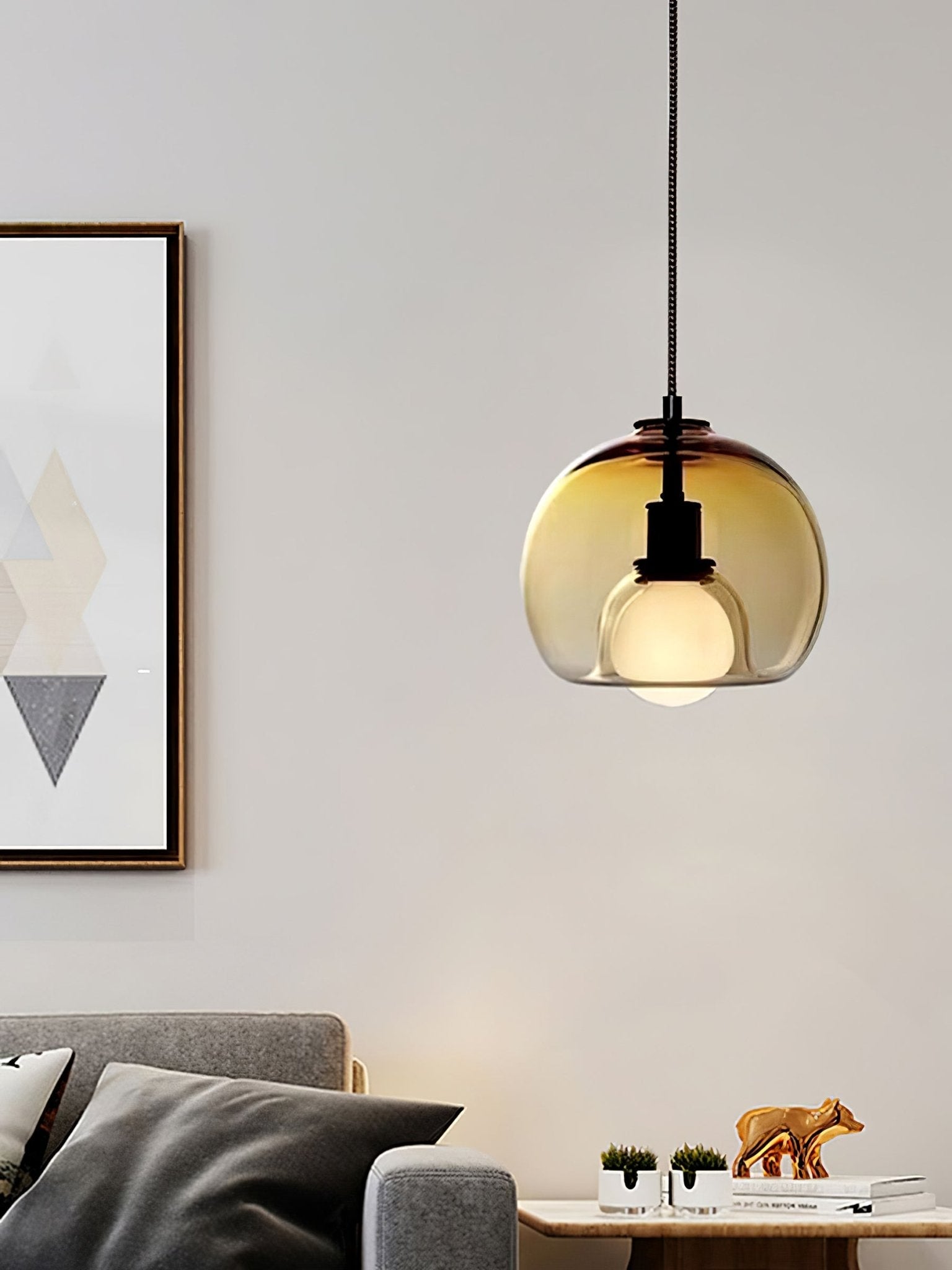 Modern Handblown Glass Globe Pendant Light for Kitchen and Dining Room