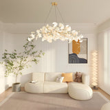 Modern Handcrafted Ceramic Gingko Leaf Chandelier Ceiling Light Fixture