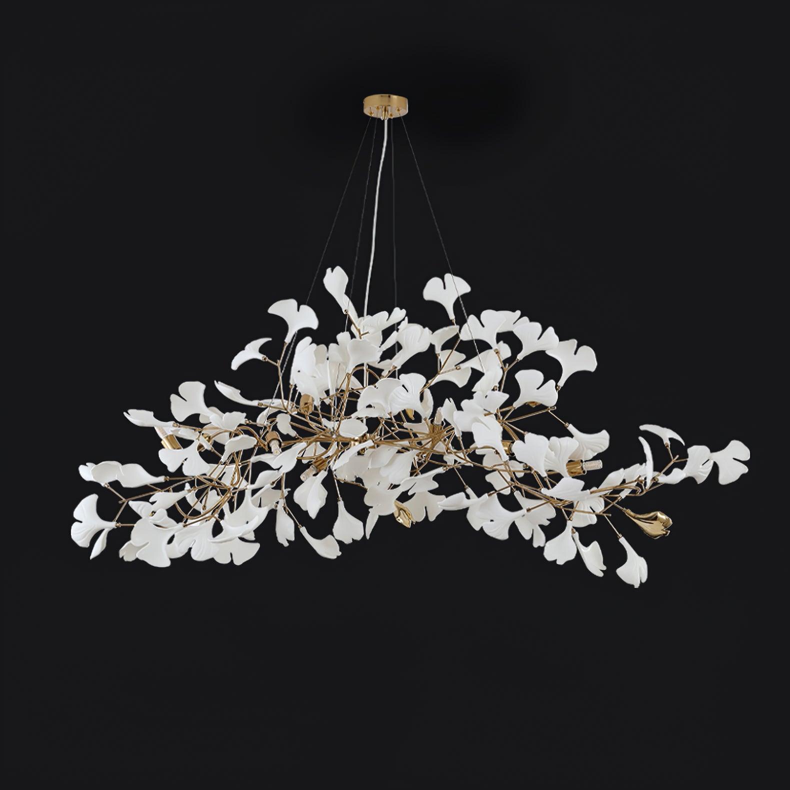 Modern Handcrafted Ceramic Gingko Leaf Chandelier Ceiling Light Fixture