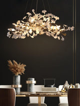 Modern Handcrafted Ceramic Gingko Leaf Chandelier Ceiling Light Fixture