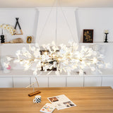 Modern Handcrafted Ceramic Gingko Leaf Chandelier Ceiling Light Fixture