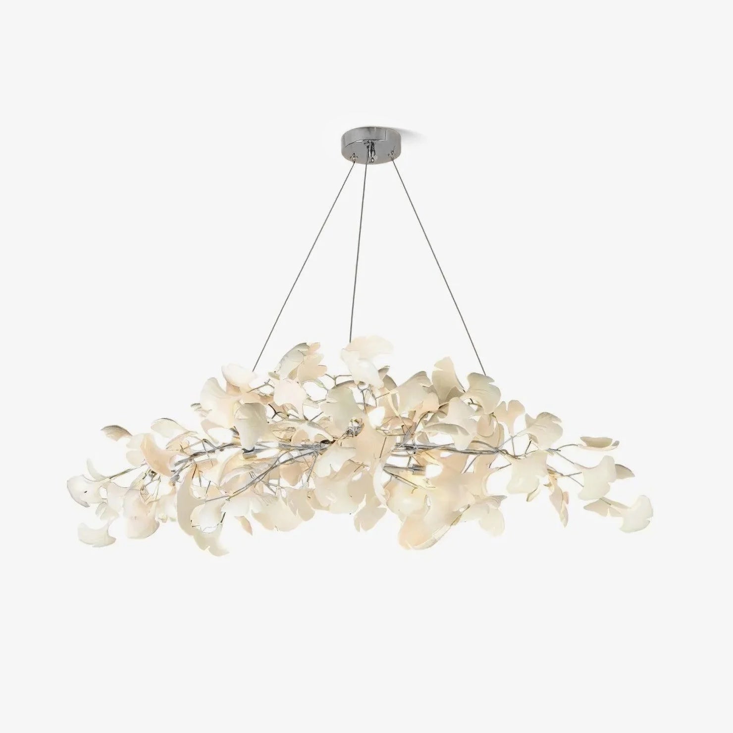 Modern Handcrafted Ceramic Gingko Leaf Chandelier Ceiling Light Fixture