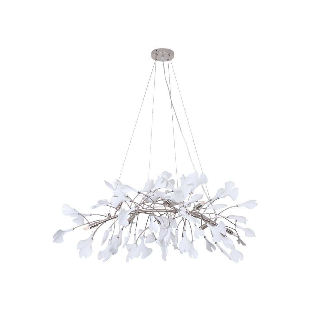 Modern Handcrafted Ceramic Gingko Leaf Chandelier Ceiling Light Fixture