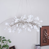 Modern Handcrafted Ceramic Gingko Leaf Chandelier Ceiling Light Fixture