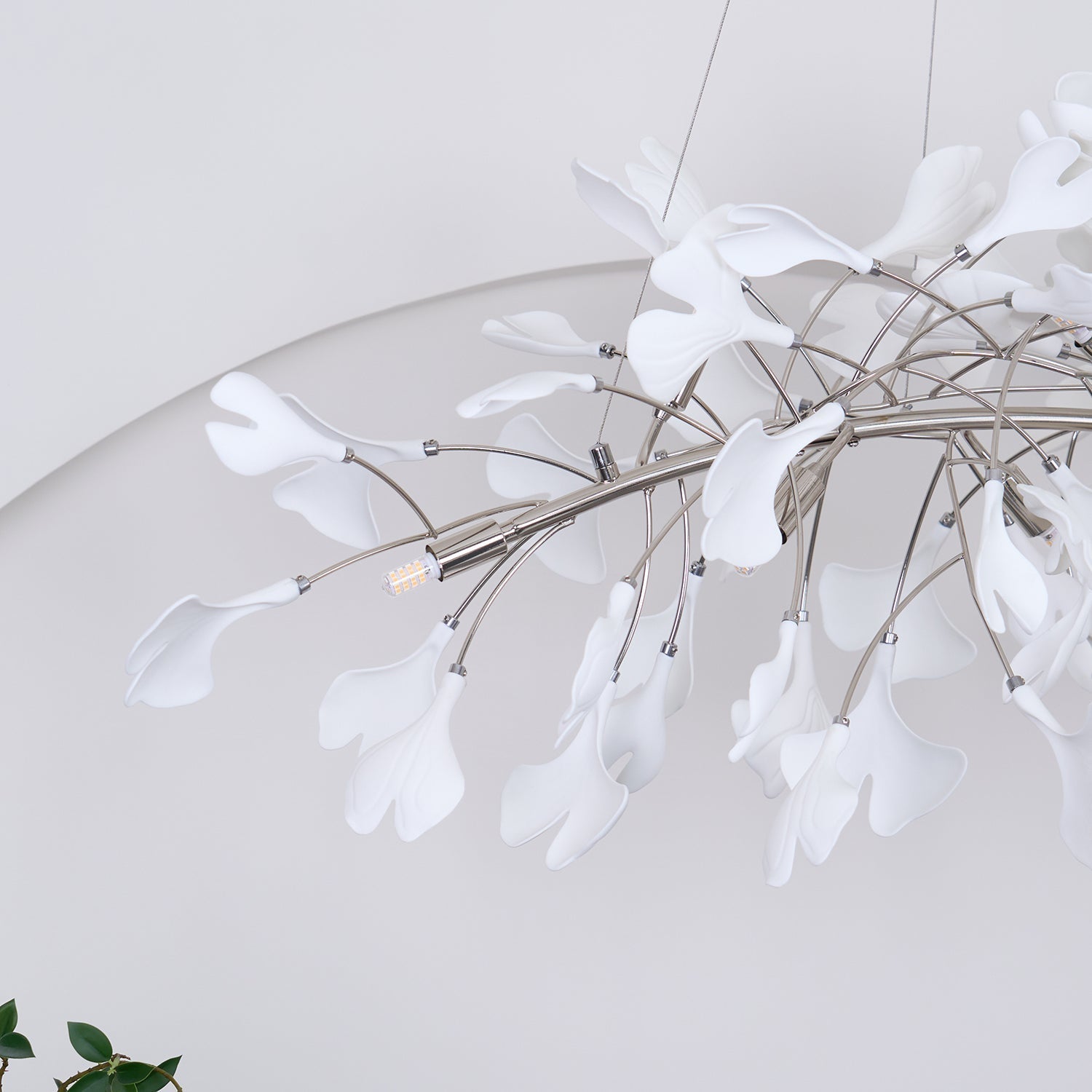 Modern Handcrafted Ceramic Gingko Leaf Chandelier Ceiling Light Fixture