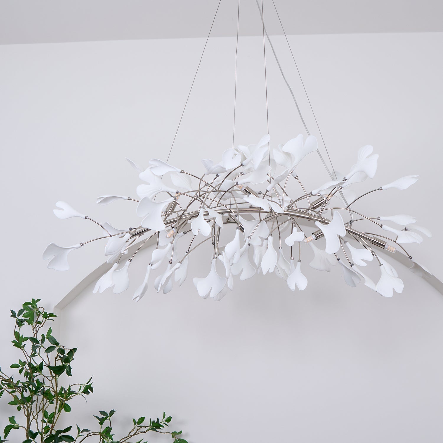 Modern Handcrafted Ceramic Gingko Leaf Chandelier Ceiling Light Fixture
