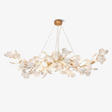 Modern Handcrafted Ceramic Ginkgo Leaf Chandelier Metal Pendant Lighting Fixture
