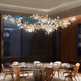 Modern Handcrafted Ceramic Ginkgo Leaf Chandelier Metal Pendant Lighting Fixture