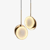 Modern Handcrafted Natural Alabaster and Brass LED Pendant Light Moonshade Droplight
