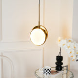 Modern Handcrafted Natural Alabaster and Brass LED Pendant Light Moonshade Droplight