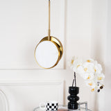 Modern Handcrafted Natural Alabaster and Brass LED Pendant Light Moonshade Droplight
