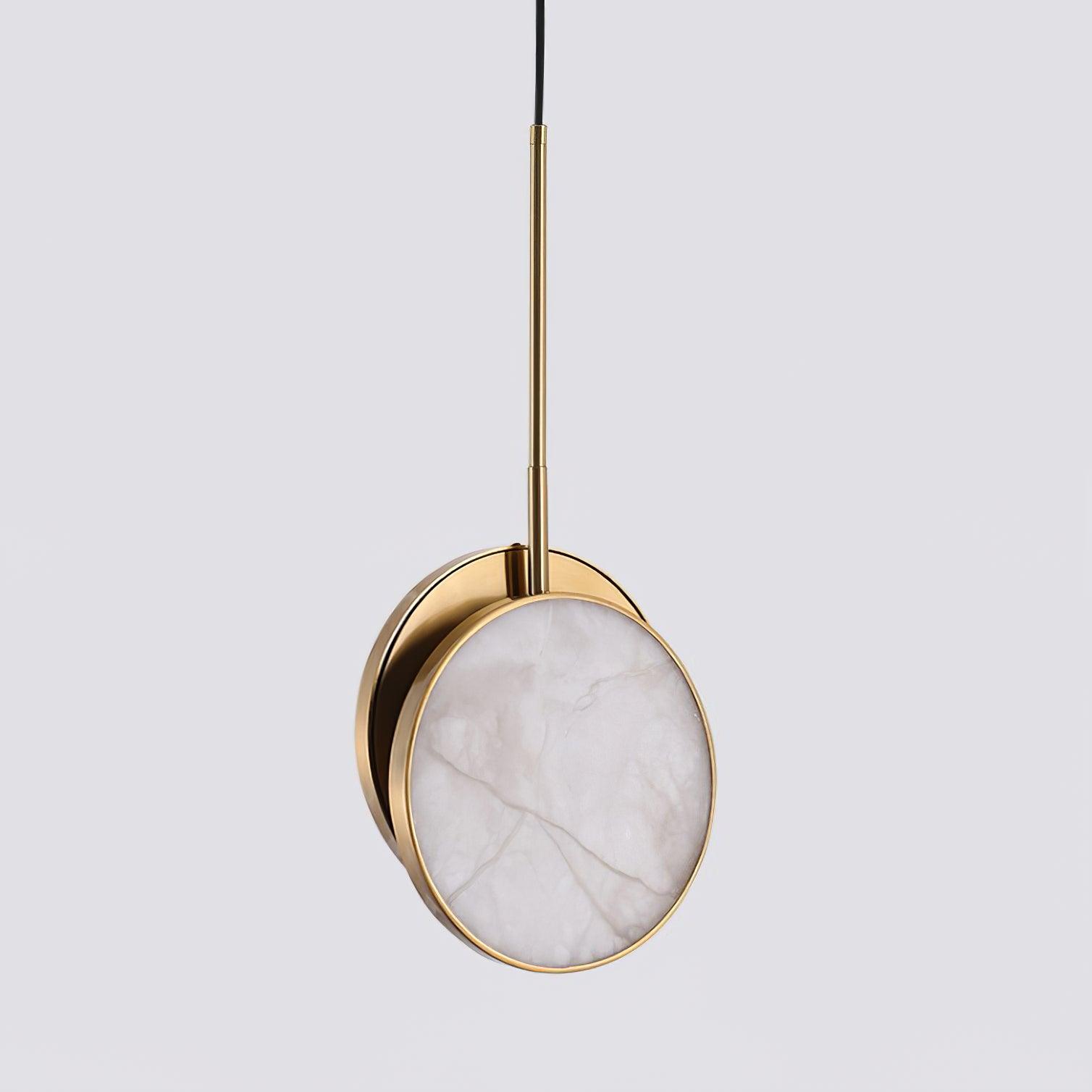 Modern Handcrafted Natural Alabaster and Brass LED Pendant Light Moonshade Droplight