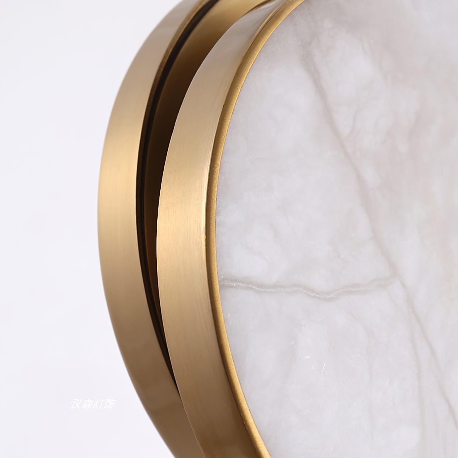 Modern Handcrafted Natural Alabaster and Brass LED Pendant Light Moonshade Droplight