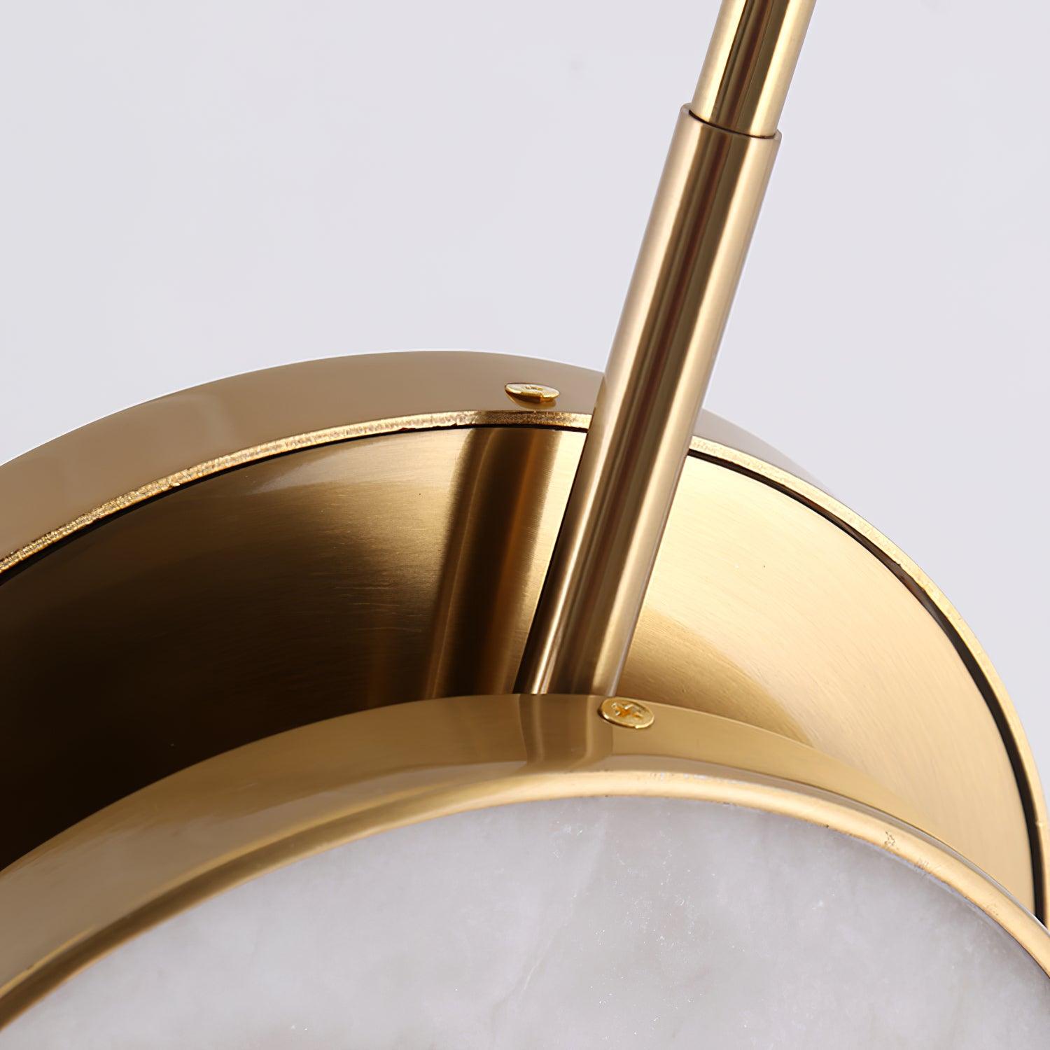 Modern Handcrafted Natural Alabaster and Brass LED Pendant Light Moonshade Droplight