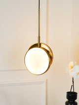 Modern Handcrafted Natural Alabaster and Brass LED Pendant Light Moonshade Droplight