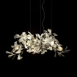 Modern Handcrafted Porcelain Ginkgo Leaf Chandelier Brass Branch Pendant Lighting