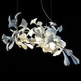 Modern Handcrafted Porcelain Ginkgo Leaf Chandelier Brass Branch Pendant Lighting