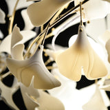 Modern Handcrafted Porcelain Ginkgo Leaf Chandelier Brass Branch Pendant Lighting