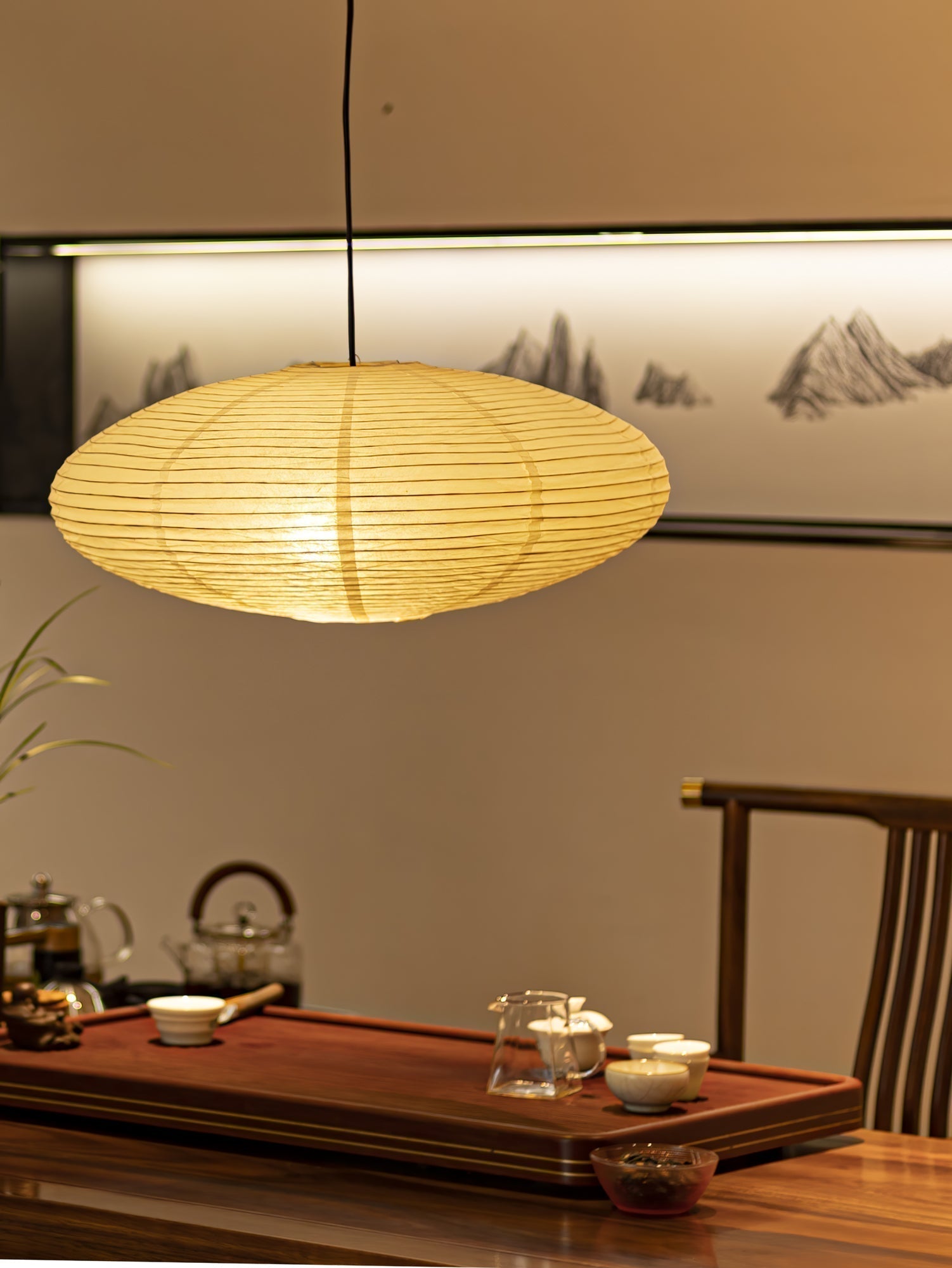 Modern Handcrafted Washi Rice Paper Pendant Light 15A Organic Mulberry Paper Ceiling Hanging Lamp