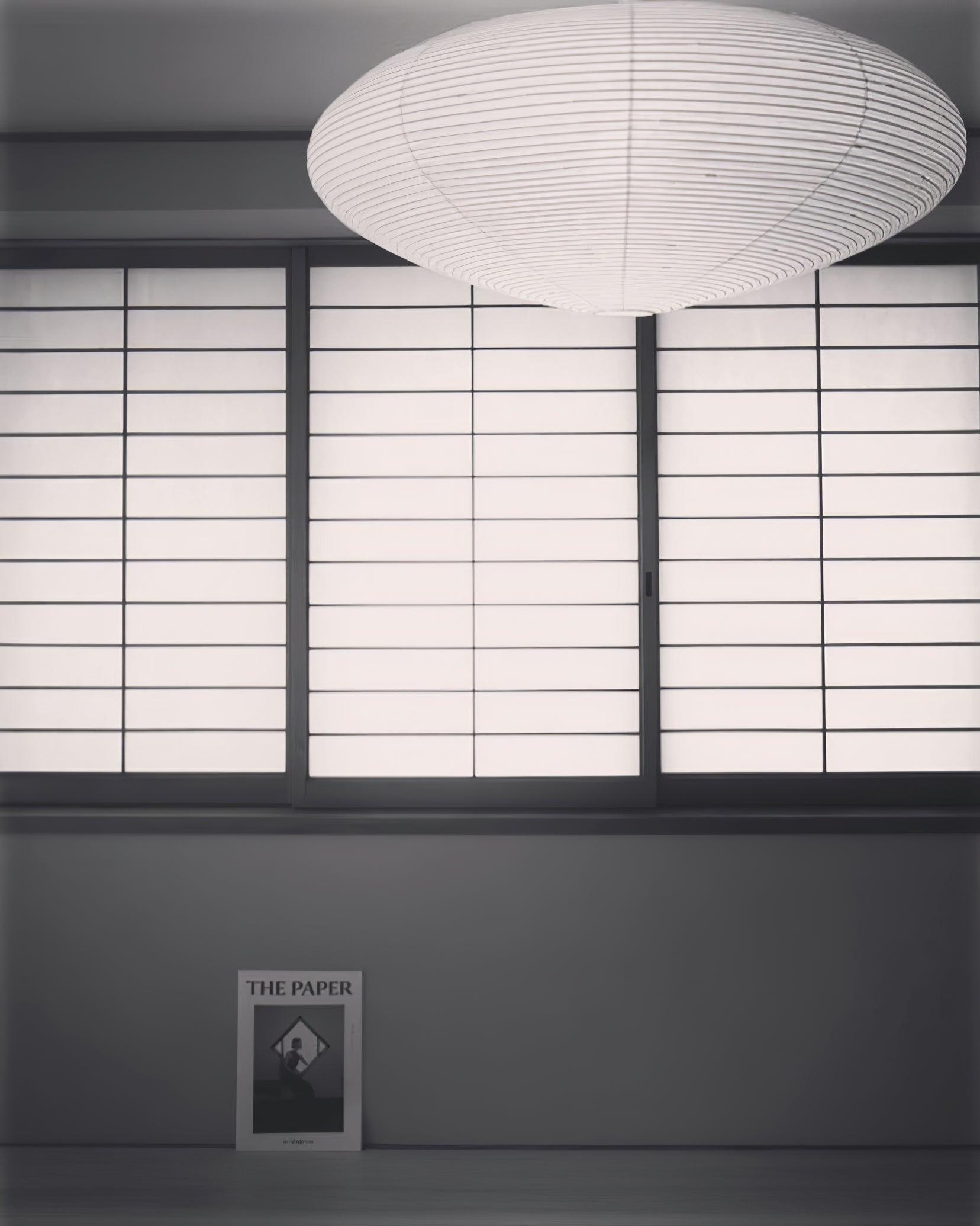 Modern Handcrafted Washi Rice Paper Pendant Light 15A Organic Mulberry Paper Ceiling Hanging Lamp