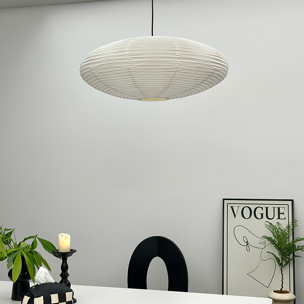 Modern Handcrafted Washi Rice Paper Pendant Light 15A Organic Mulberry Paper Ceiling Hanging Lamp