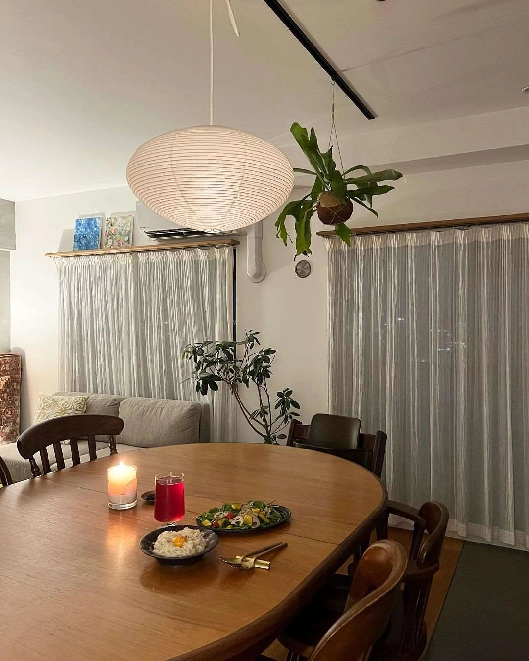 Modern Handcrafted Washi Rice Paper Pendant Light 15A Organic Mulberry Paper Ceiling Hanging Lamp