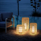 Modern Handcrafted Woven Rattan Outdoor Garden Lamp Waterproof LED Landscape Lighting