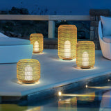 Modern Handcrafted Woven Rattan Outdoor Garden Lamp Waterproof LED Landscape Lighting
