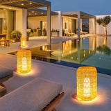 Modern Handcrafted Woven Rattan Outdoor Garden Lamp Waterproof LED Landscape Lighting