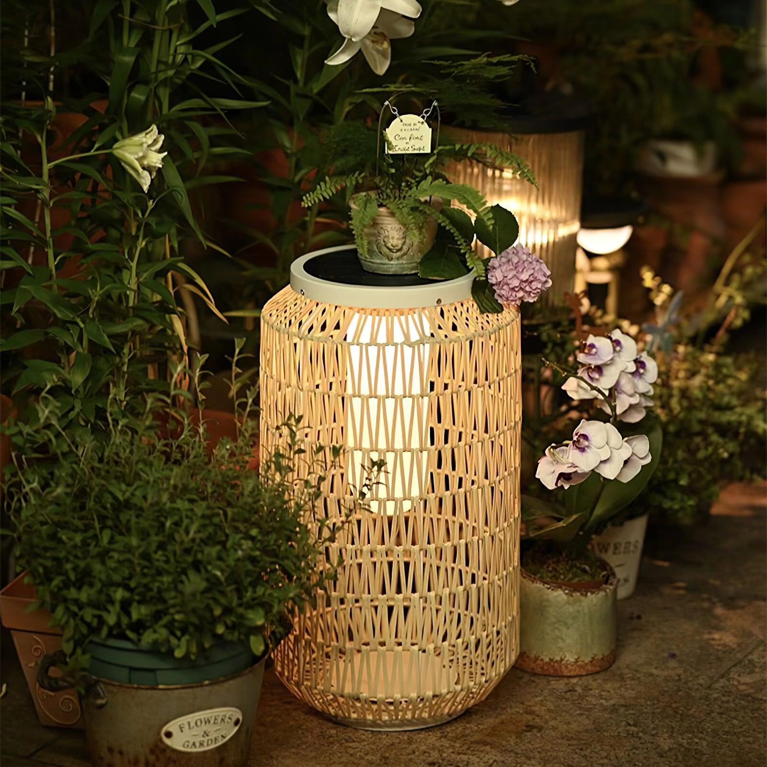 Modern Handcrafted Woven Rattan Outdoor Garden Lamp Waterproof LED Landscape Lighting