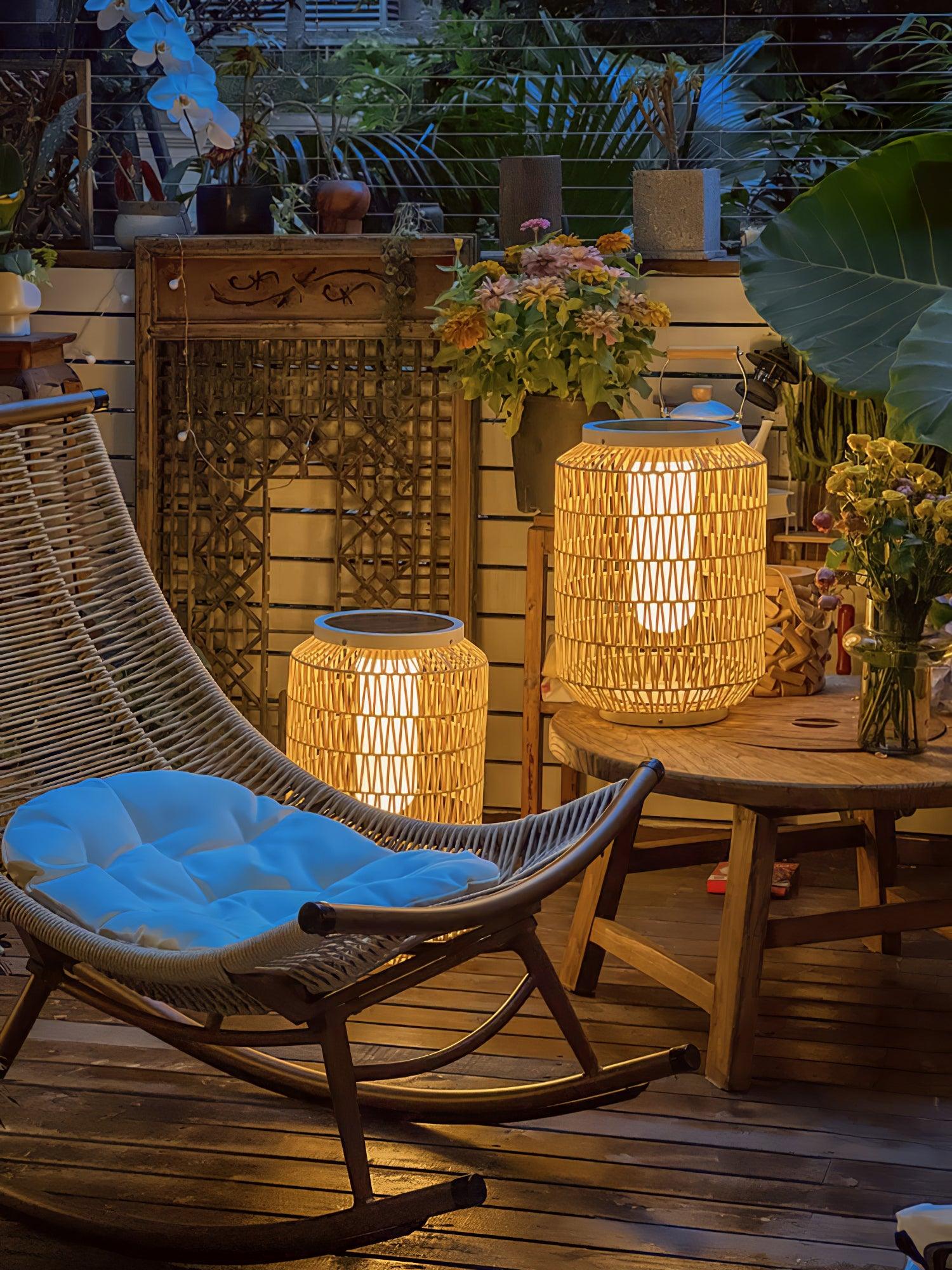 Modern Handcrafted Woven Rattan Outdoor Garden Lamp Waterproof LED Landscape Lighting