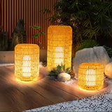 Modern Handcrafted Woven Rattan Outdoor Garden Lamp Waterproof LED Landscape Lighting
