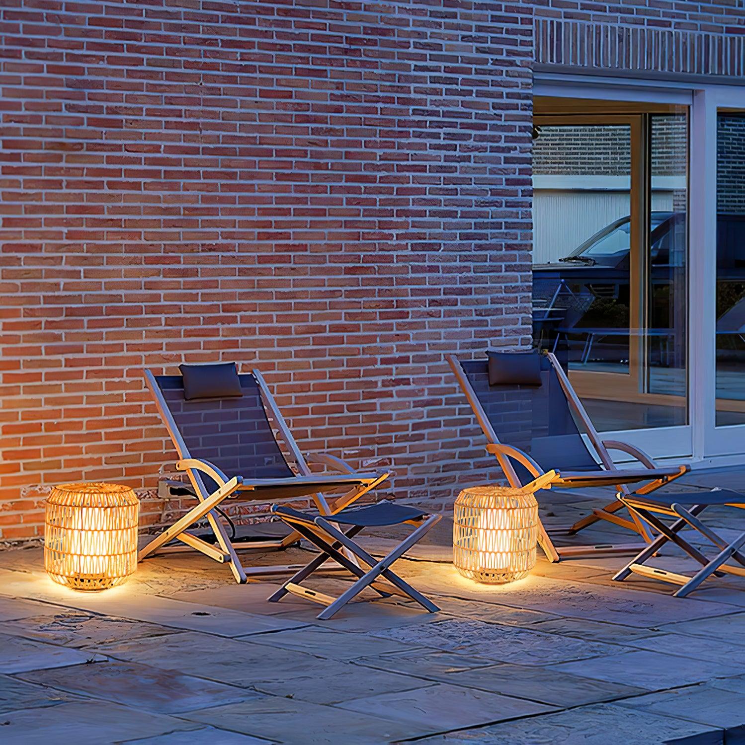 Modern Handcrafted Woven Rattan Outdoor Garden Lamp Waterproof LED Landscape Lighting