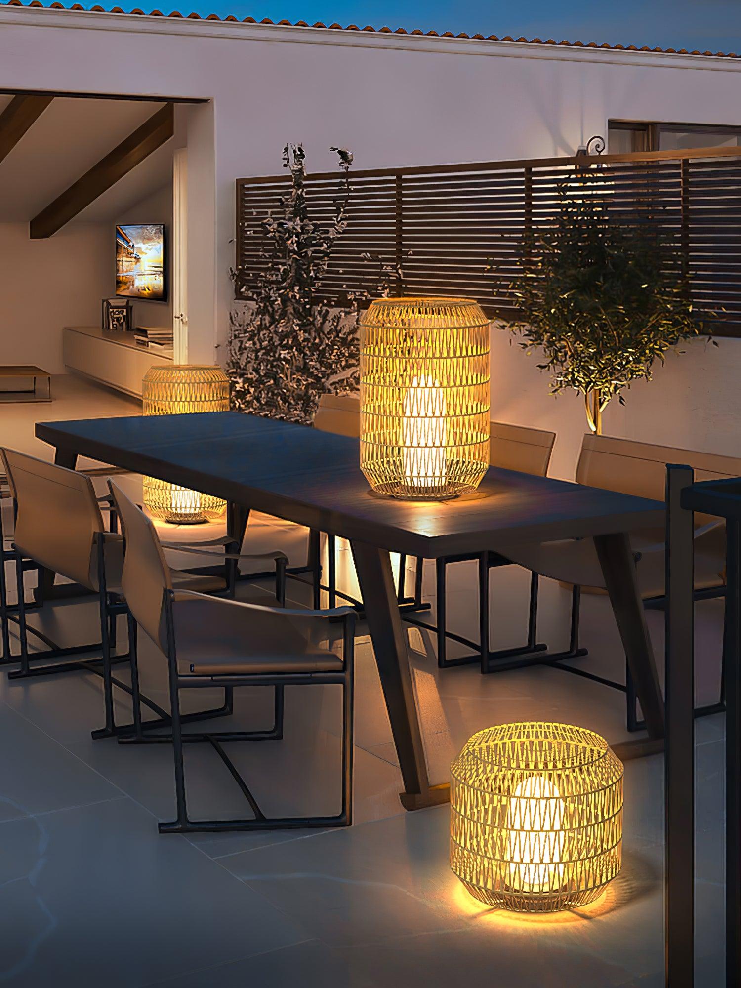 Modern Handcrafted Woven Rattan Outdoor Garden Lamp Waterproof LED Landscape Lighting