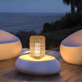Modern Handcrafted Woven Rattan Outdoor Garden Lamp Waterproof LED Landscape Lighting