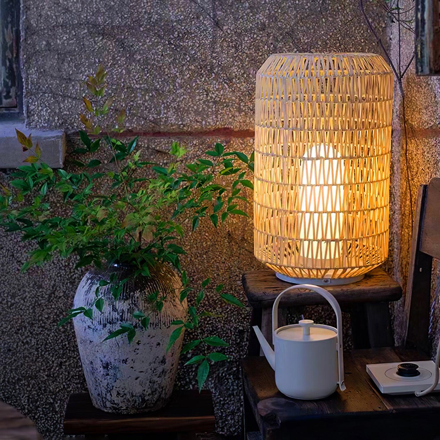 Modern Handcrafted Woven Rattan Outdoor Garden Lamp Waterproof LED Landscape Lighting